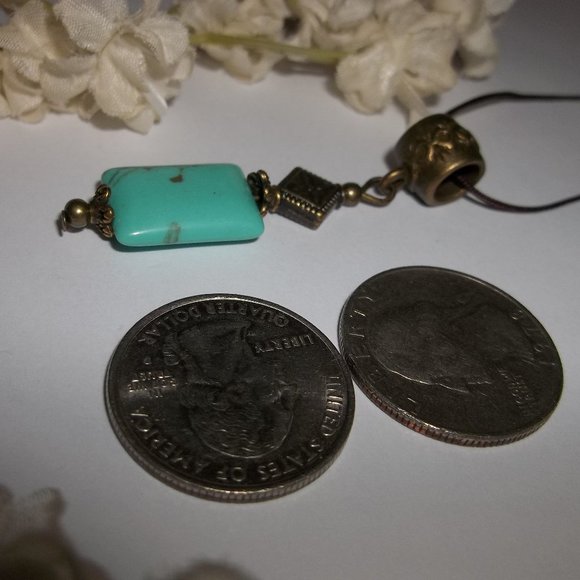 Necklace, Pendant, Boho Necklace, Cord Necklace, Turquoise Necklace, Gift 7938 - Picture 4 of 10